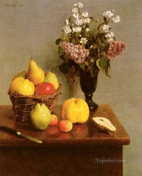  Fruit Painting - Still Life With Flowers And Fruit Henri Fantin Latour floral